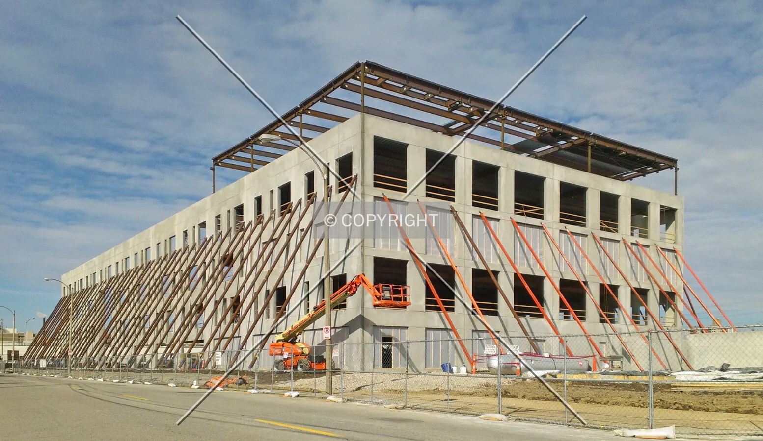 View from the southeast during construction; February 2, 2013