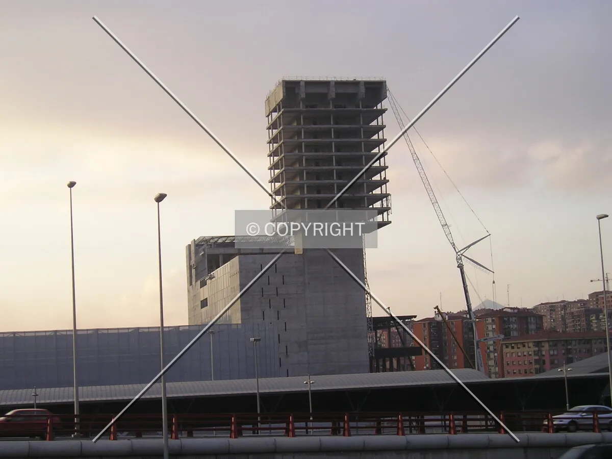 View of the removal of the construction crane
