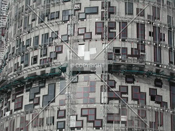 View of the windows before the colour panels are placed