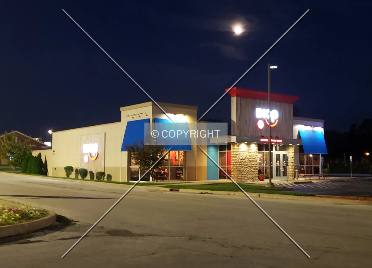 View from the northwest at night; September 10, 2019