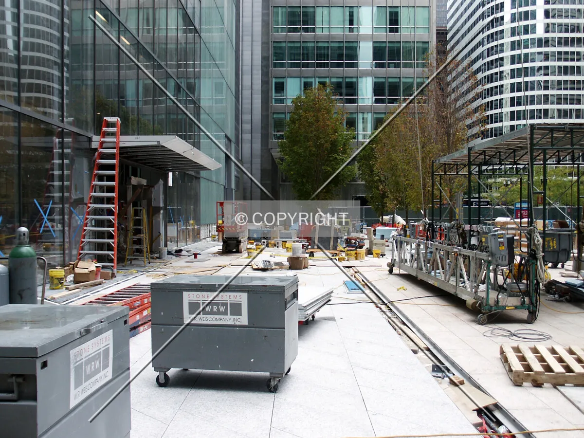 Looking south at the plaza
