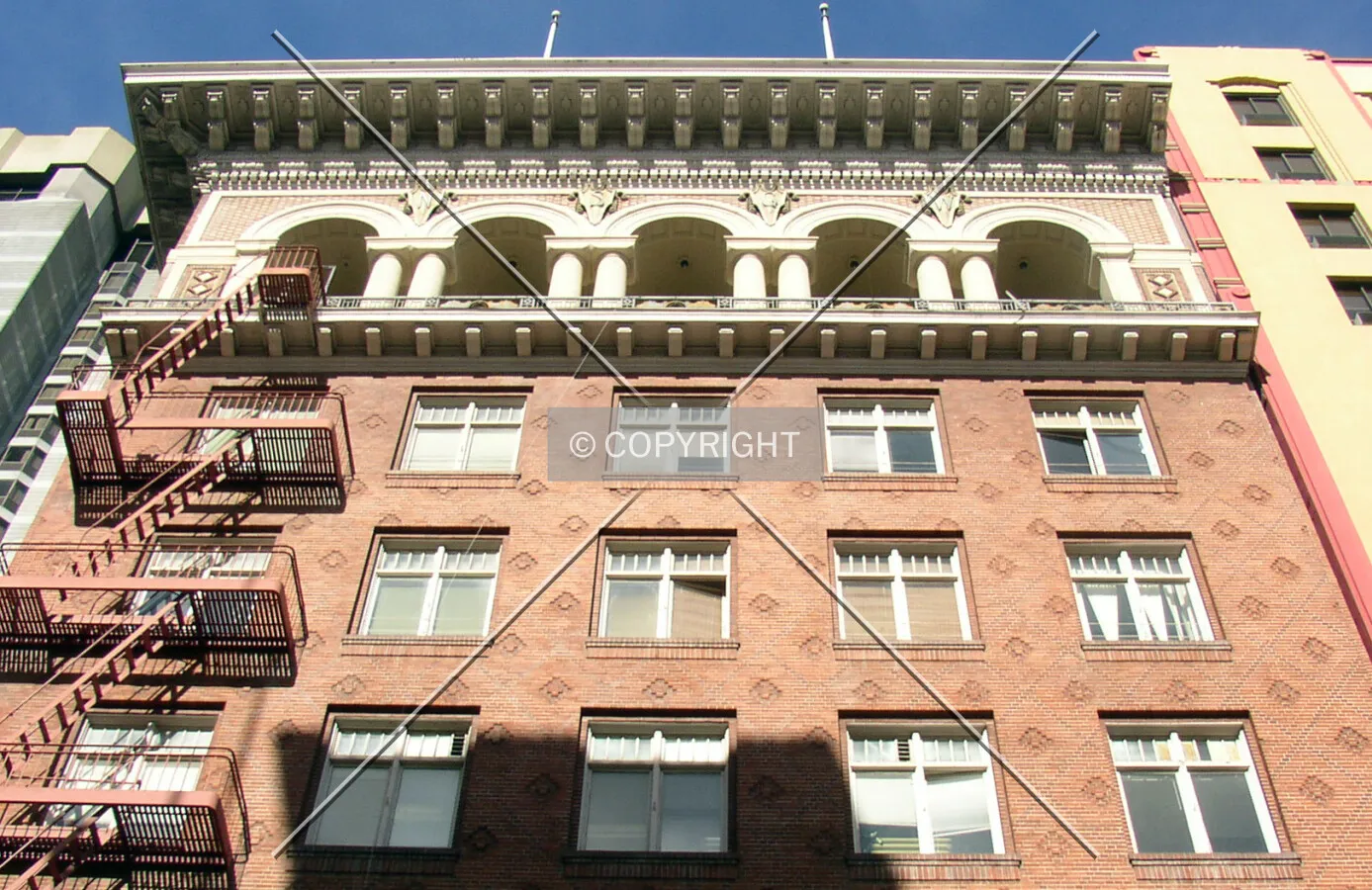 Detail of the upper floors on the western facade