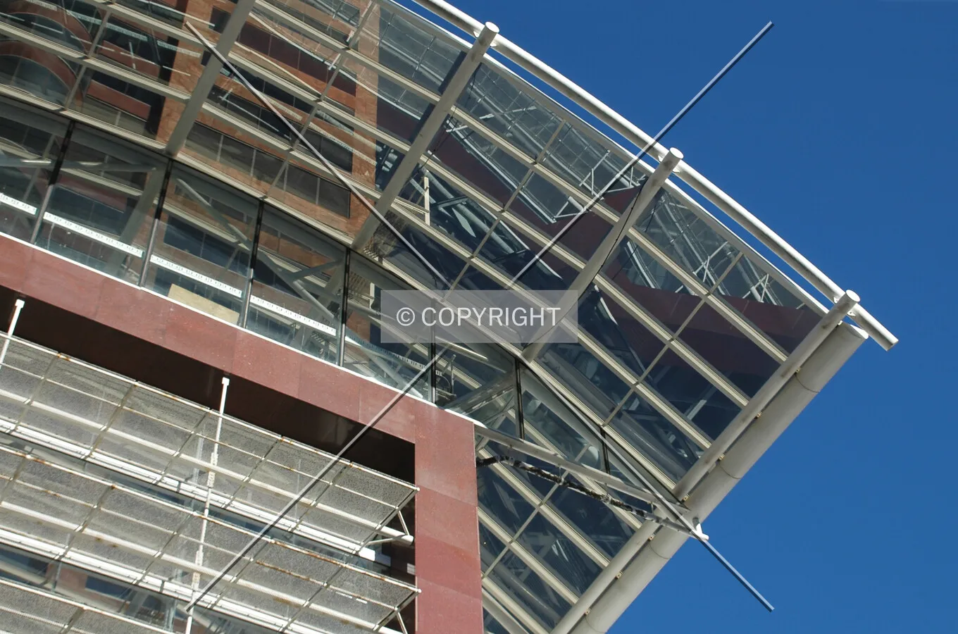 The curved atrium roof