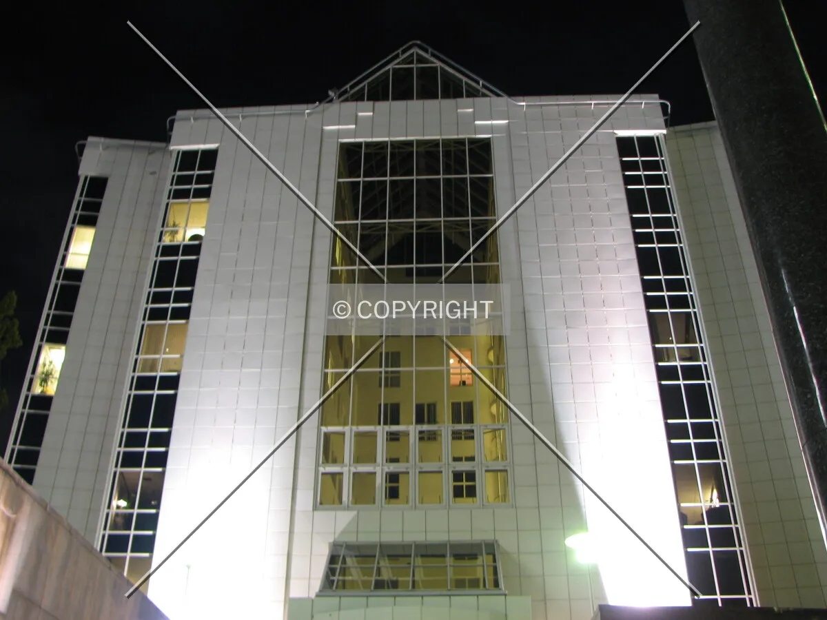 Looking up frontal facade