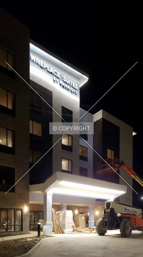 Might view of the main entrance during construction; December 17, 2018
