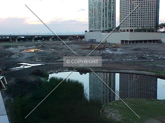 Readying the site for construction - view from upper Wacker Drive