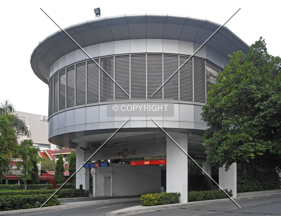 The entrance to the carpark as seen from the southeast