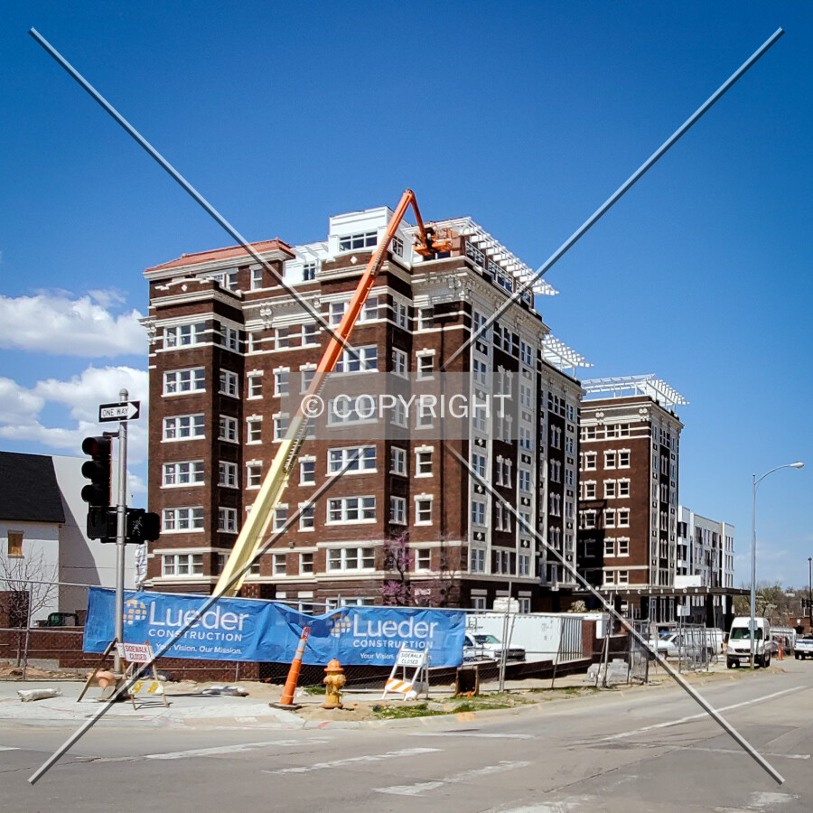 From the southeast during renovation; April 23, 2020
