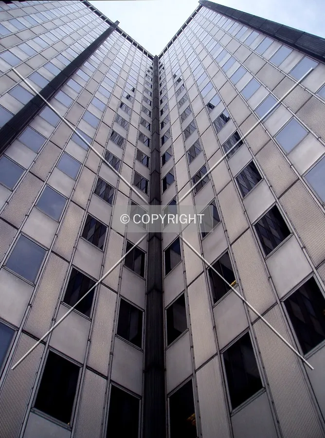Looking up and to the northeast near the main entrance