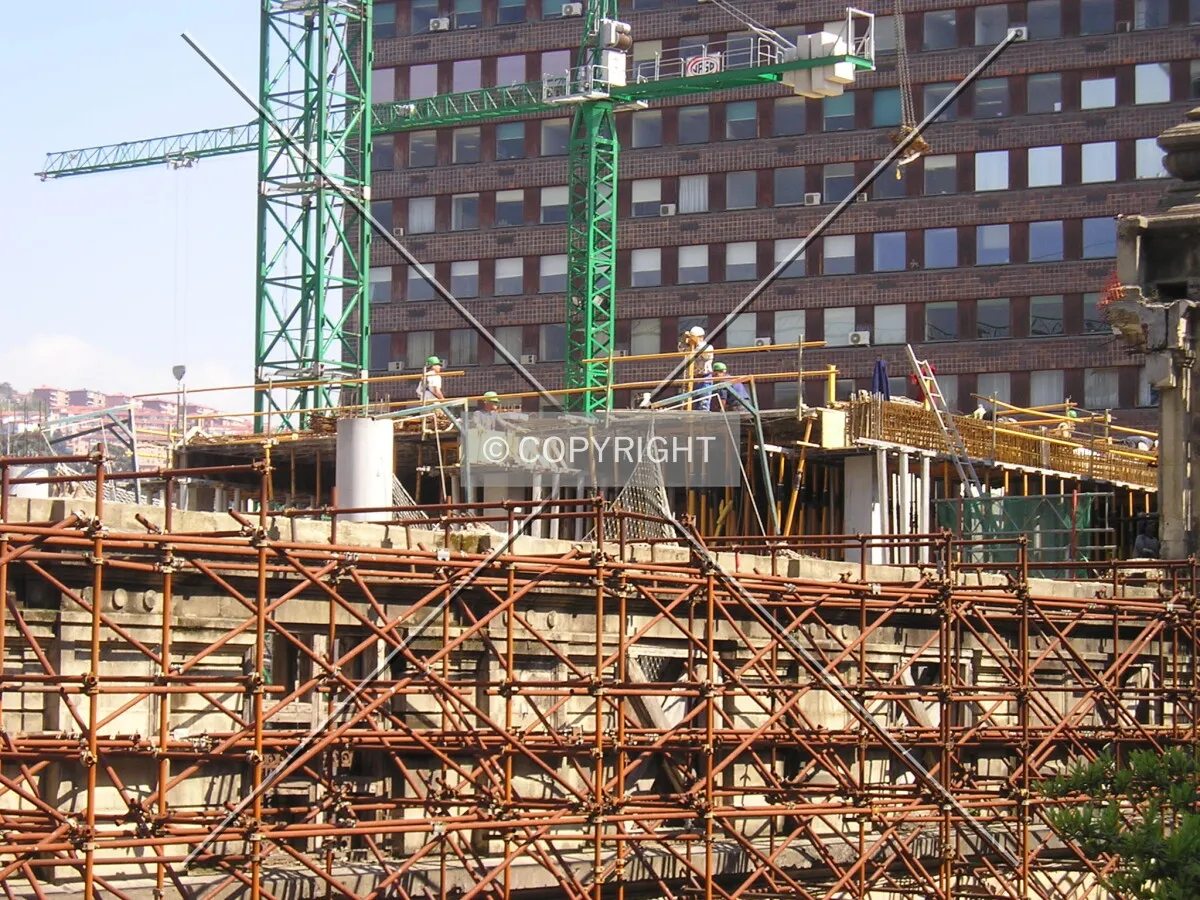 View of the structure rising behind the facade of the Deposito Franco