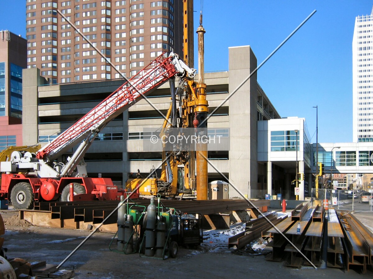 Caisson drilling rig from the east, Symphony Place in the background