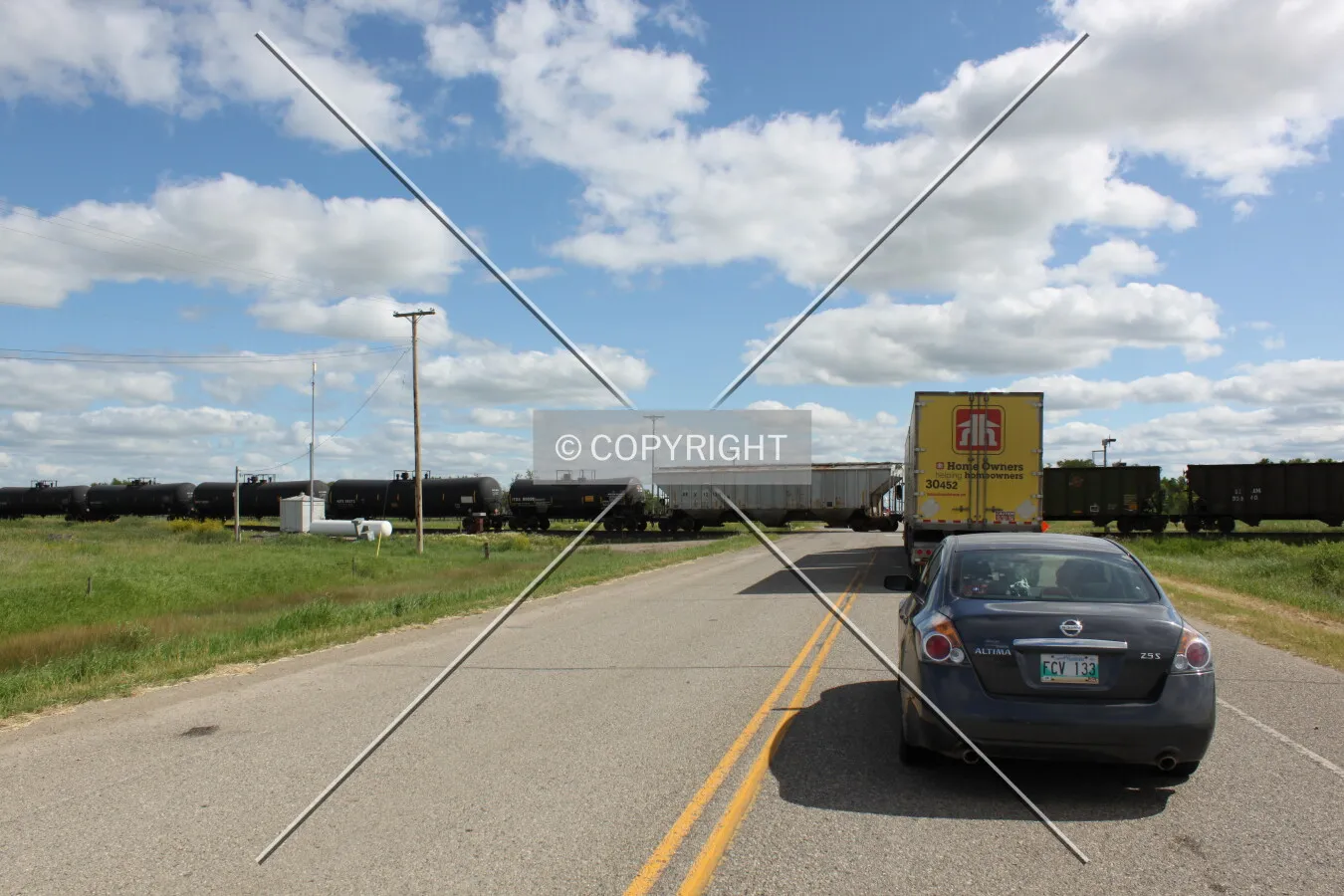 Train passing by on Manitoba highway 21