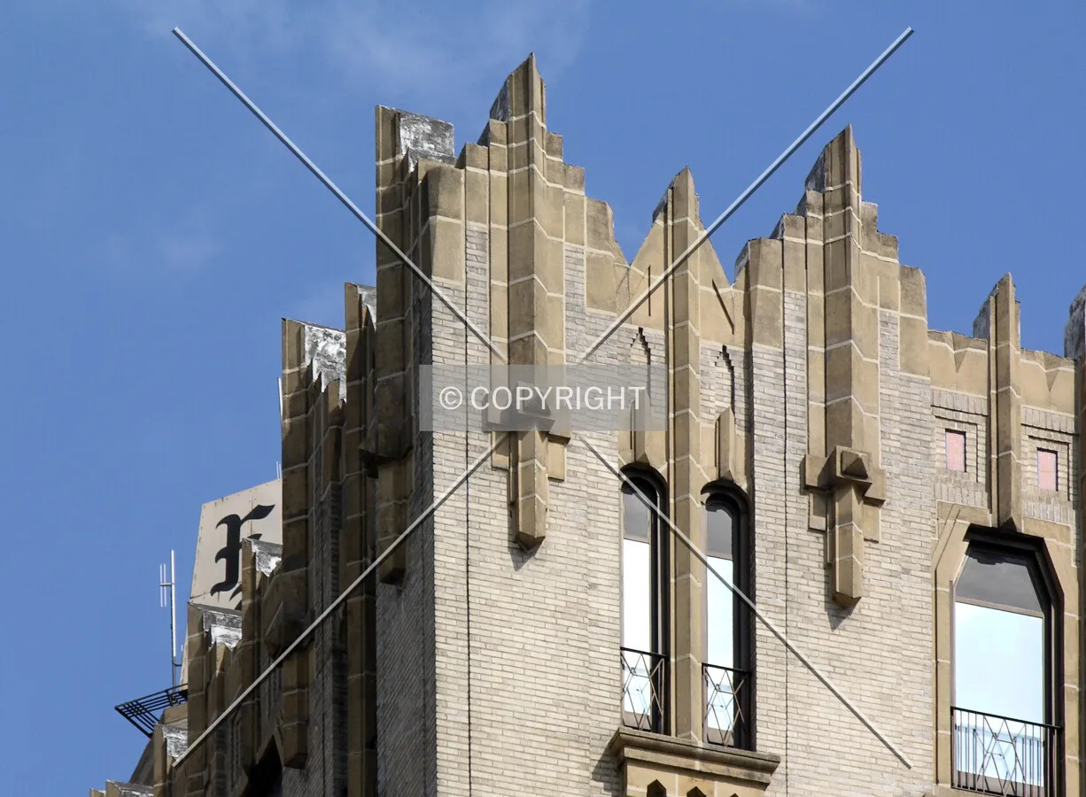 Neo-gothic detail atop the northwest corner