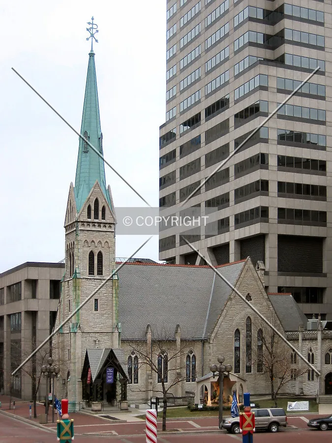 View to the north from the Soldiers' and Sailors' Monument, with Christmas decorations and the Chase Tower