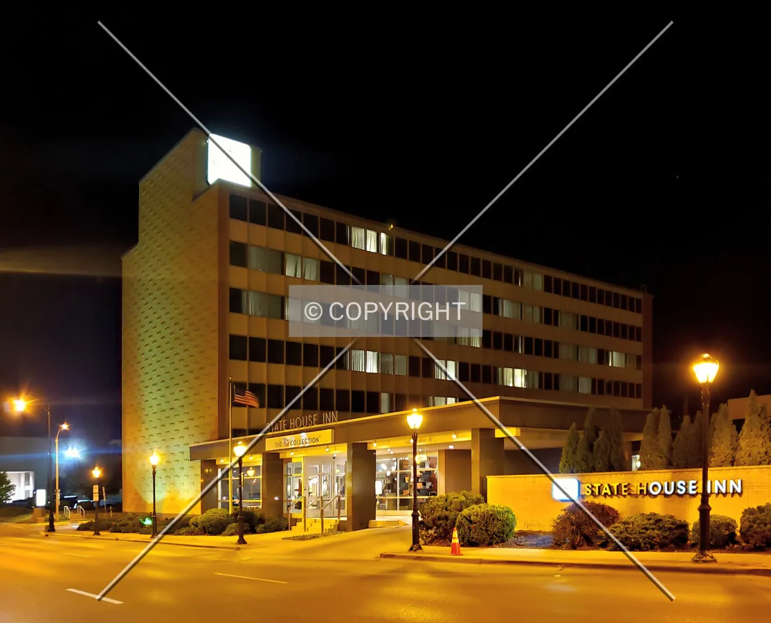 Night view from the southeast; August 5, 2019