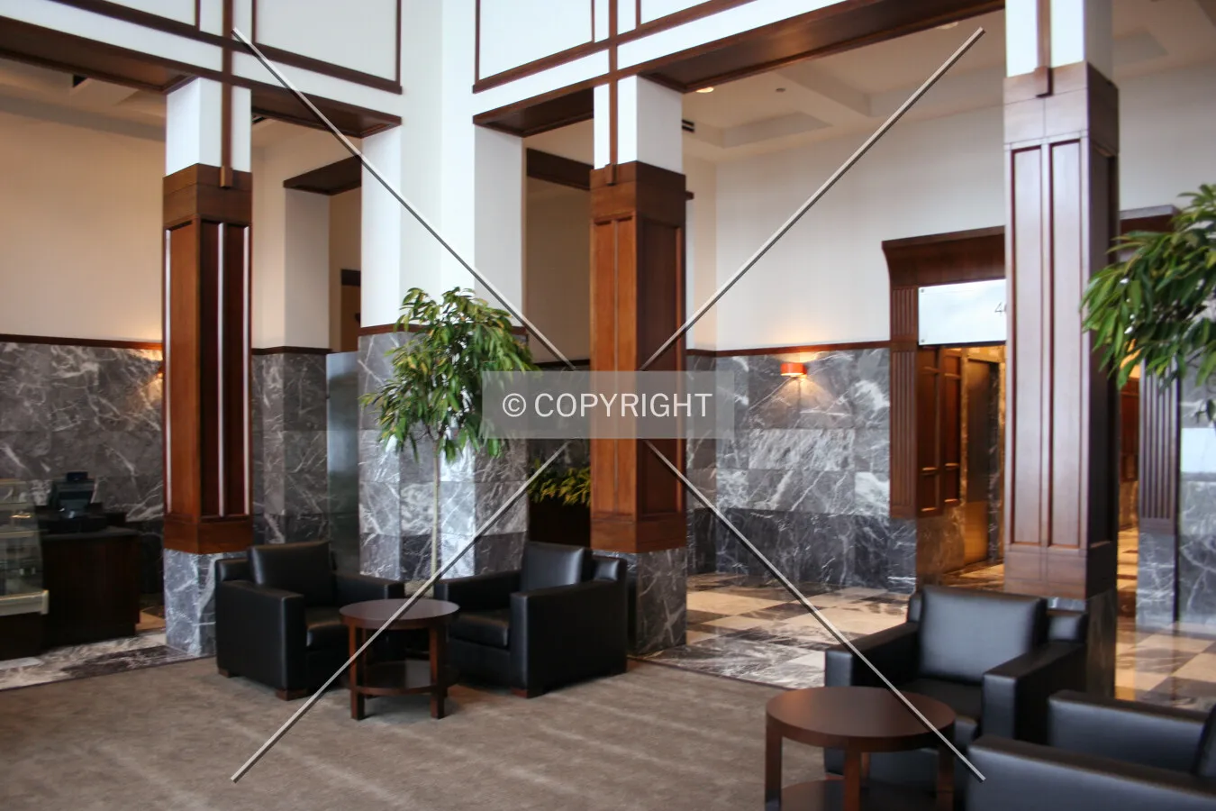 Looking southwest across the skylobby