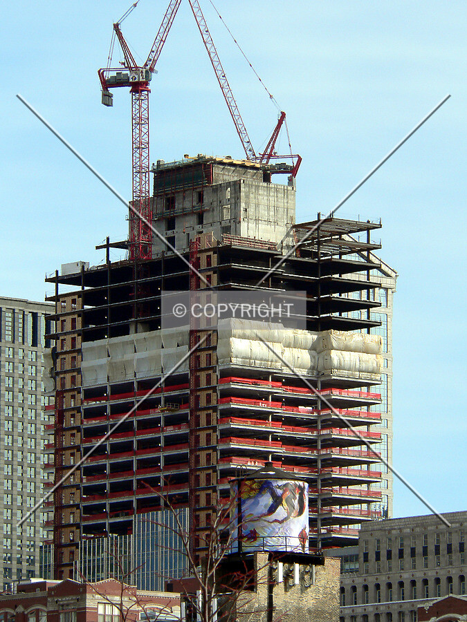 View from the northwest at Erie Street near the Chicago River