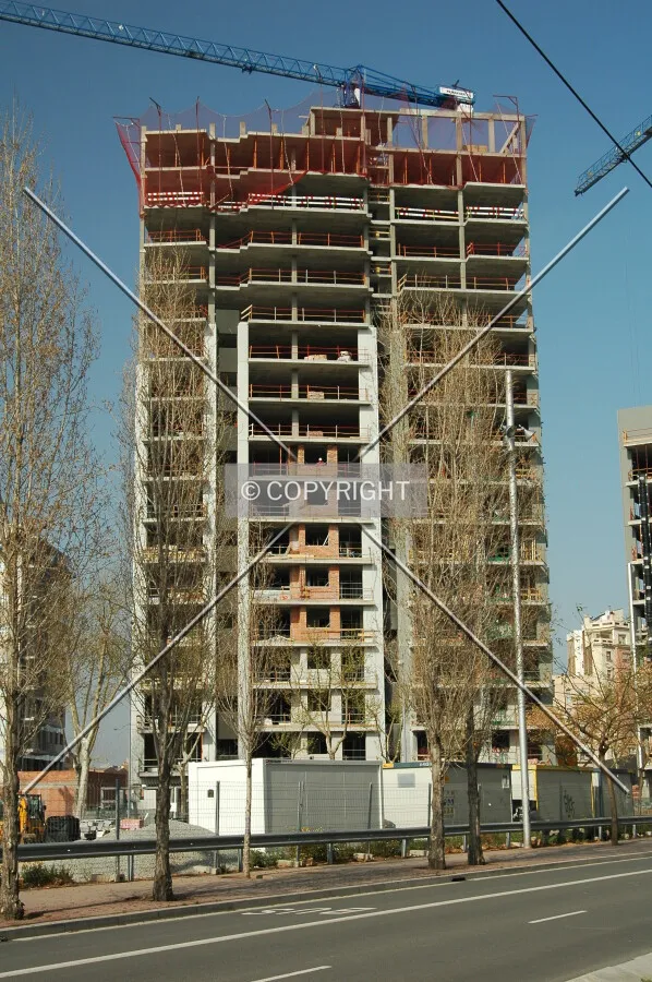 Southwest side when building was topped out