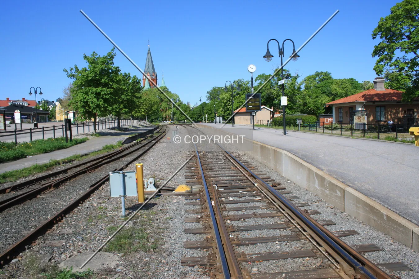 Rail tracks and a rail station
