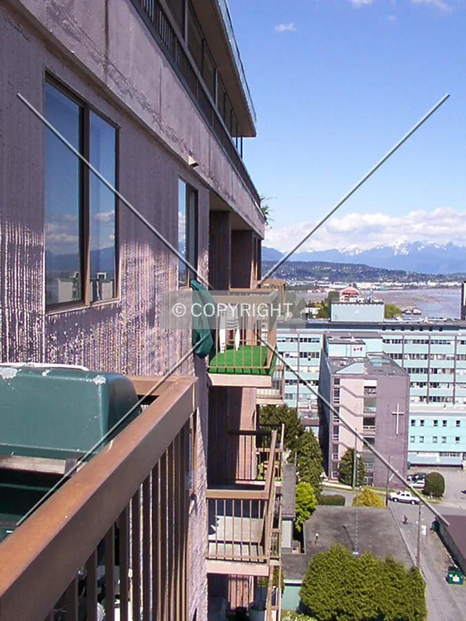 Balconies on the top floors