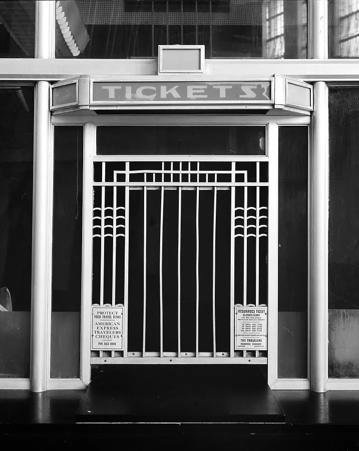 Ticket window, northwest side of concourse