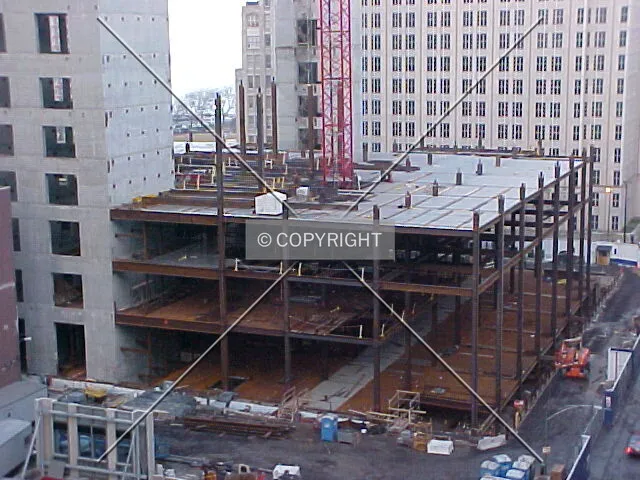 From atop Northwestern Memorial Hospital's parking garage at Fairbanks and Superior
