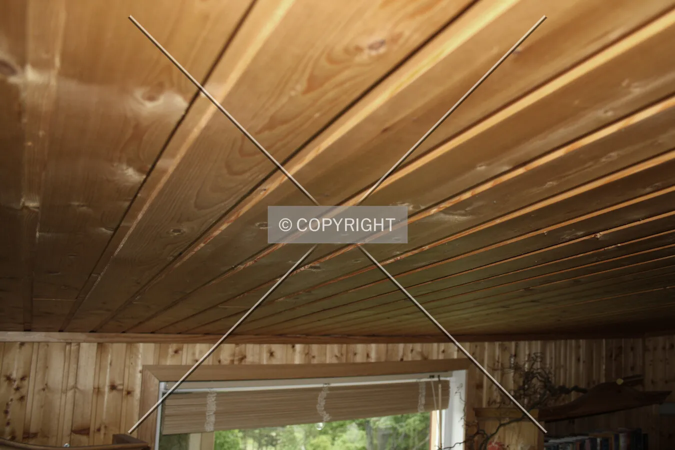 A wooden ceiling