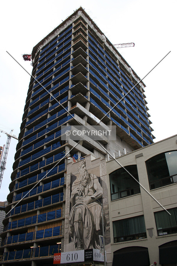 Looking up the northeast corner