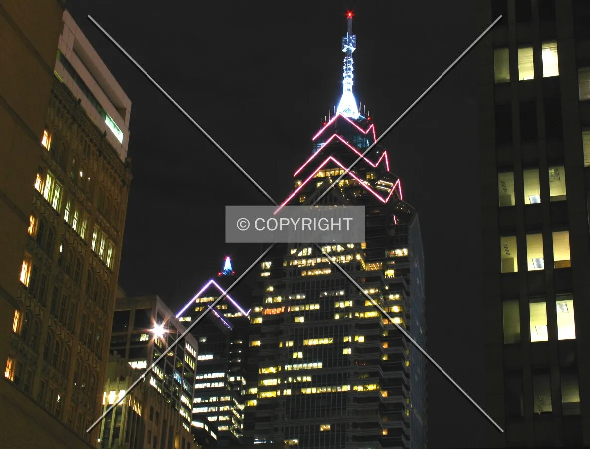 Night view from the north on Cherry Street