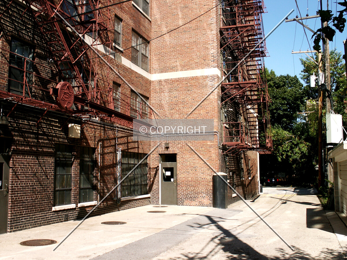 Looking north along the back alley