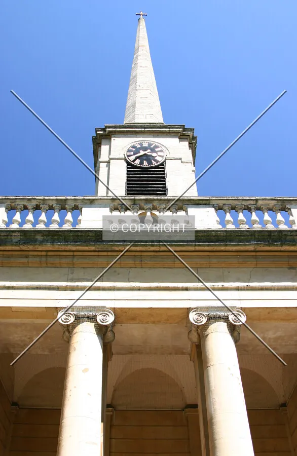 Looking directly up from in front of the entrance