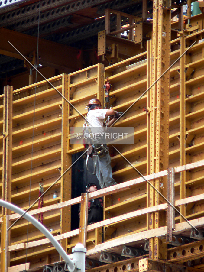 Working on the formwork for the core walls