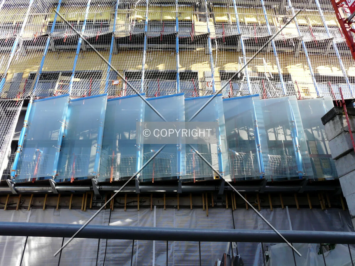 First facade elements installed on the west side