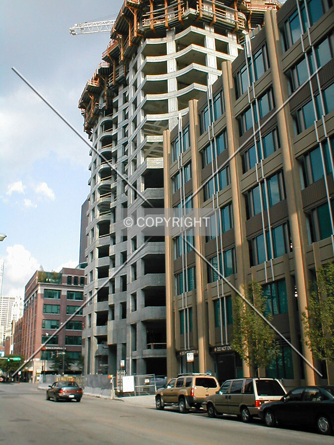 View from Wells Street looking east on Hubbard towards rear of site