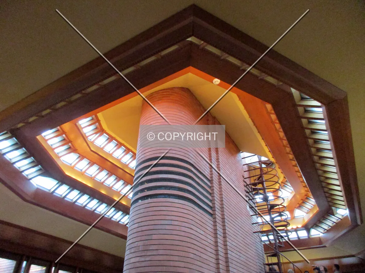 Looking up over the great hall