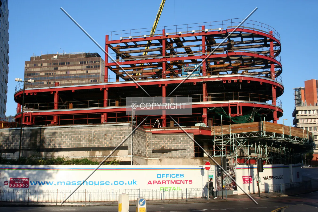 View of the construction progress