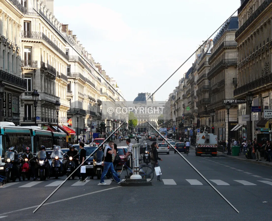 Looking down the street from Place de l'Opéra