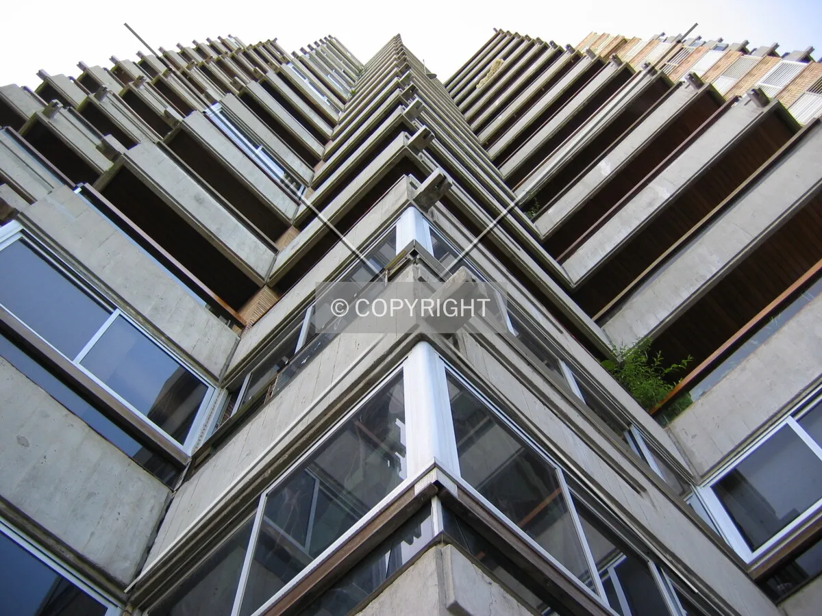 Looking up from the east