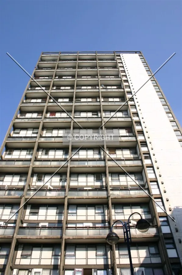 Looking up at the façade