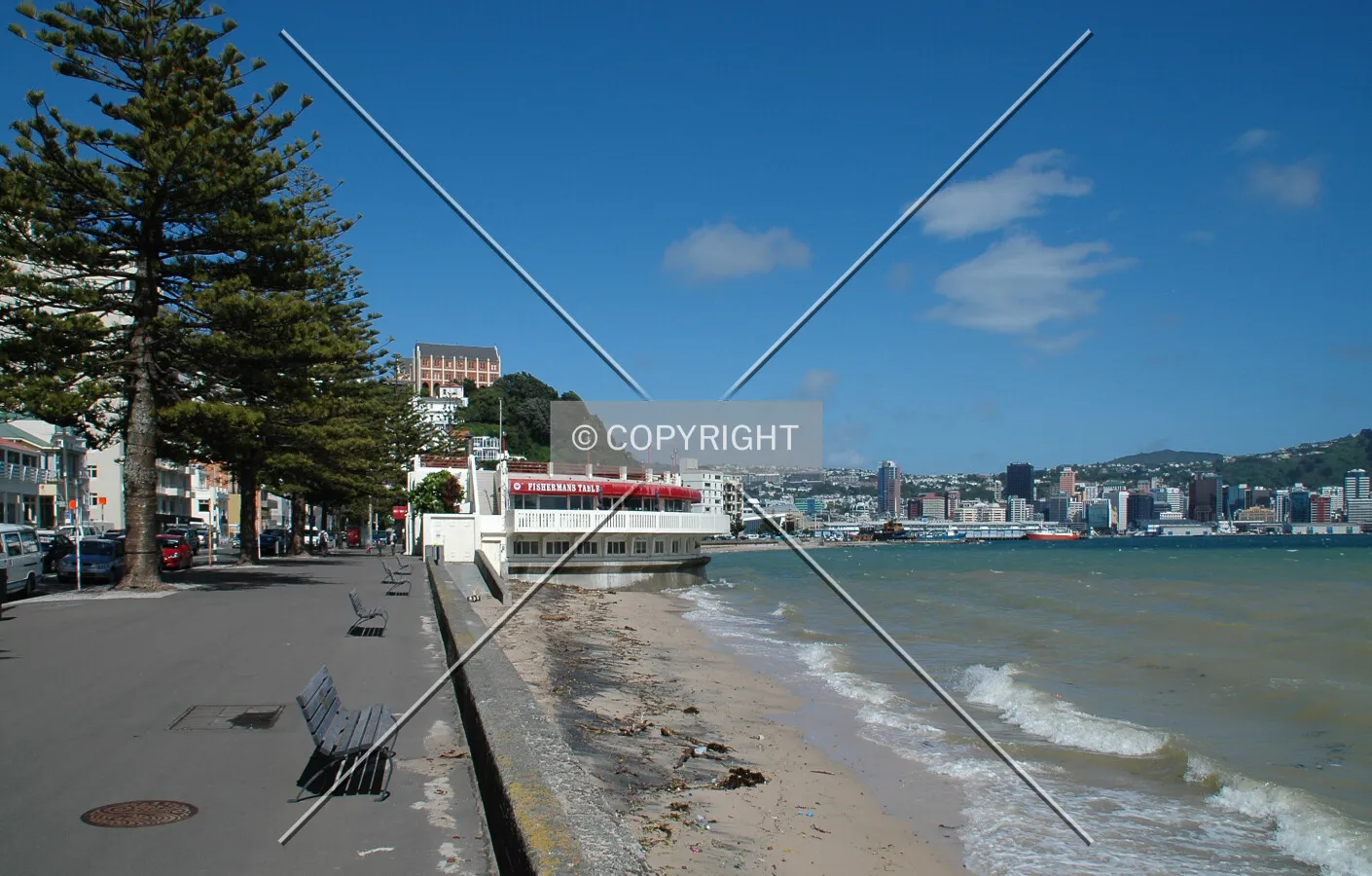 Looking from Oriental Bay towards downtown
