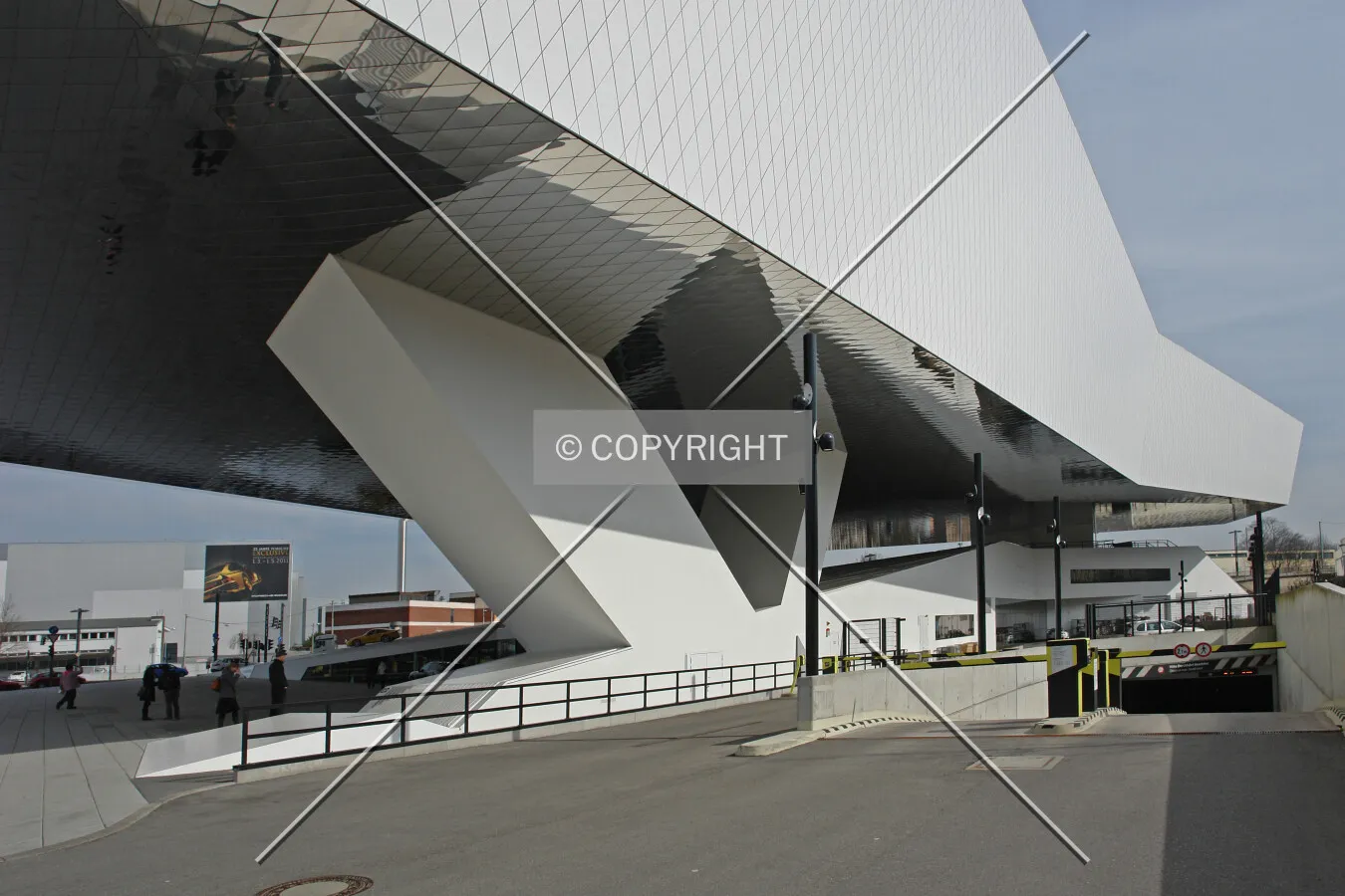 In front of the car park entrance