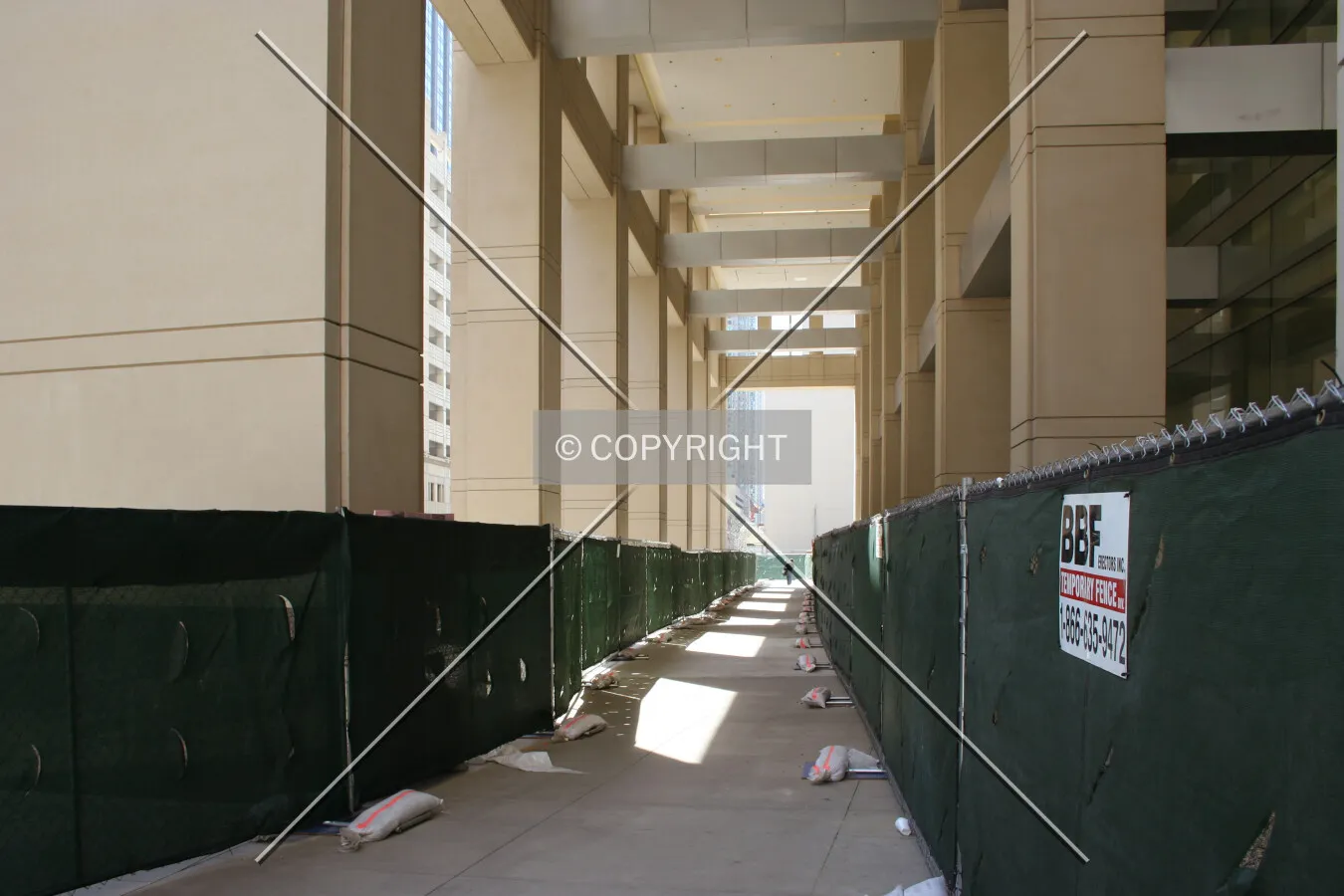 Looking west through the Superior Street colonnade