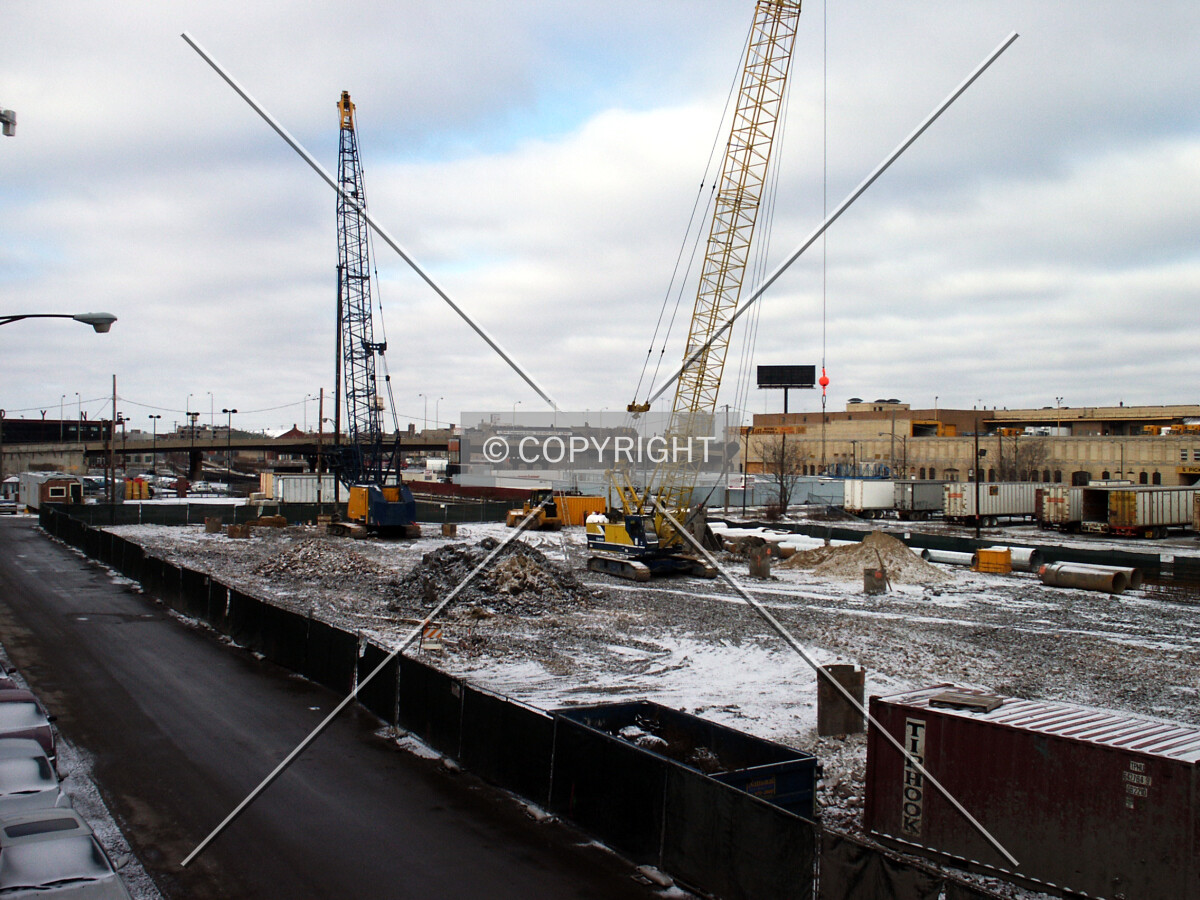 Caisson work seen from the southeast
