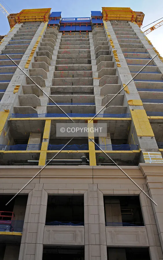 Looking up the north facade from Walton Street