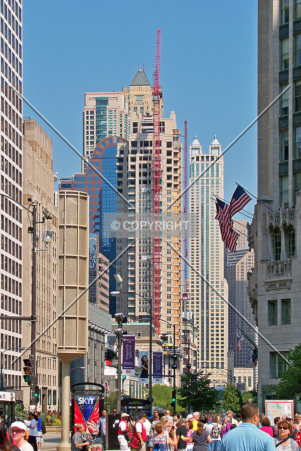 Distant view from the southeast side of Michigan Avenue