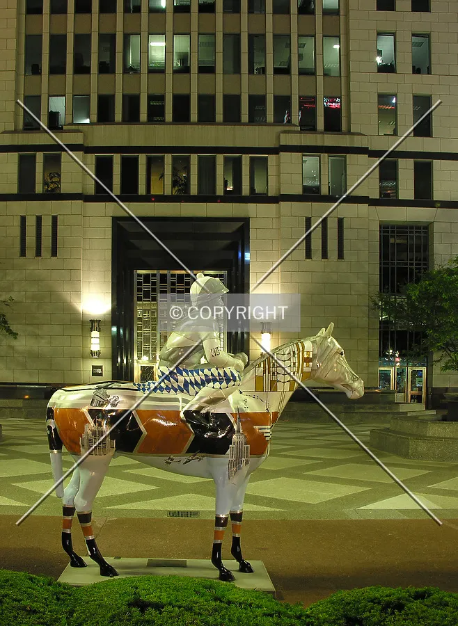 View of the Gallopalooza horse on the south lawn