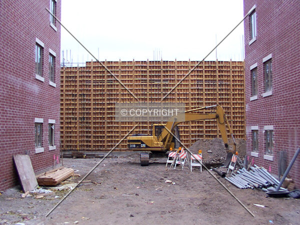 View from the south, between townhouses; 9 November 2002