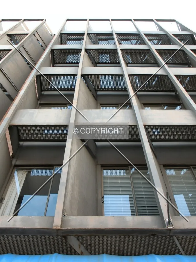 Looking up the front facade
