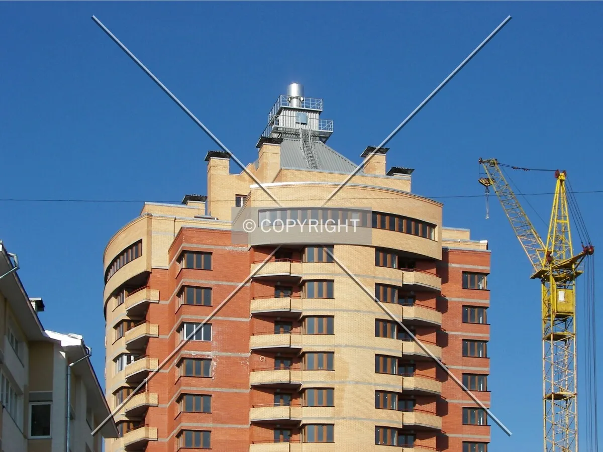 Top of the building seen from Zubrivs'ka Street