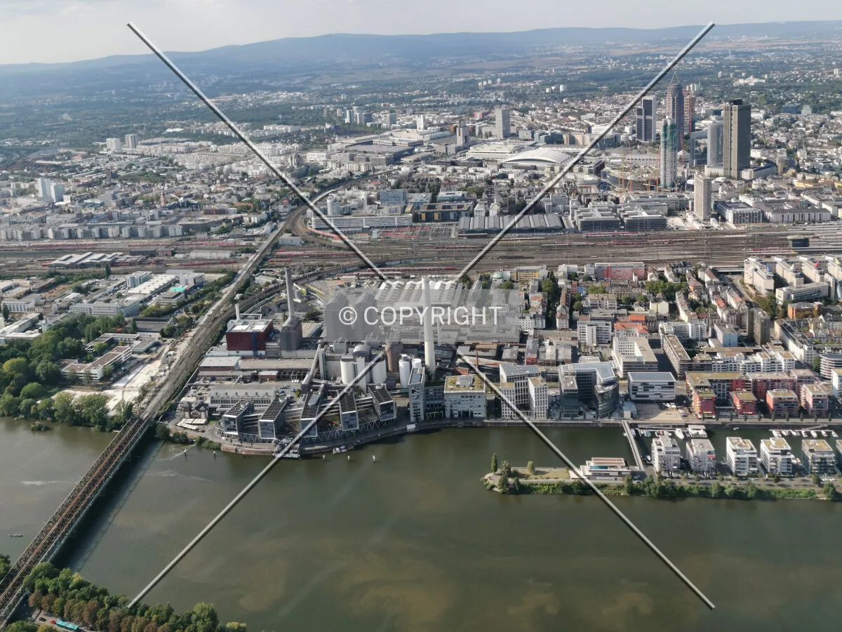 Flight with a helicopter over Frankfurt